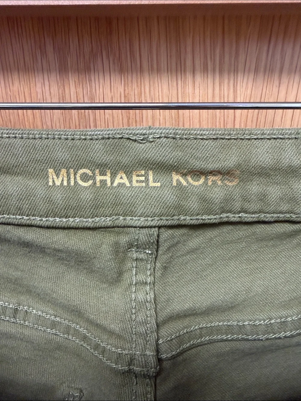 Michael Kors Olive Green Flare Bohemian Military Chic Bootcut Jeans Size 8